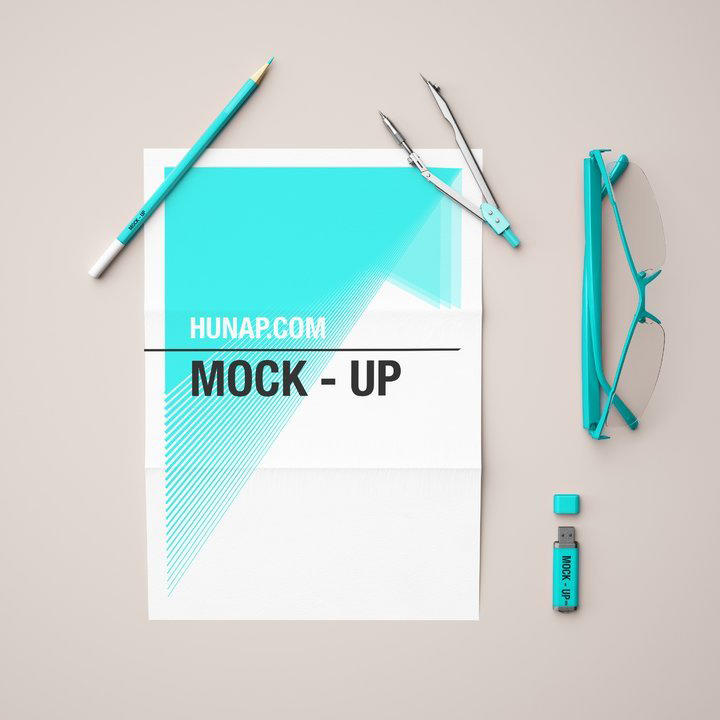 青色宣传单房地产建筑工地vi样机