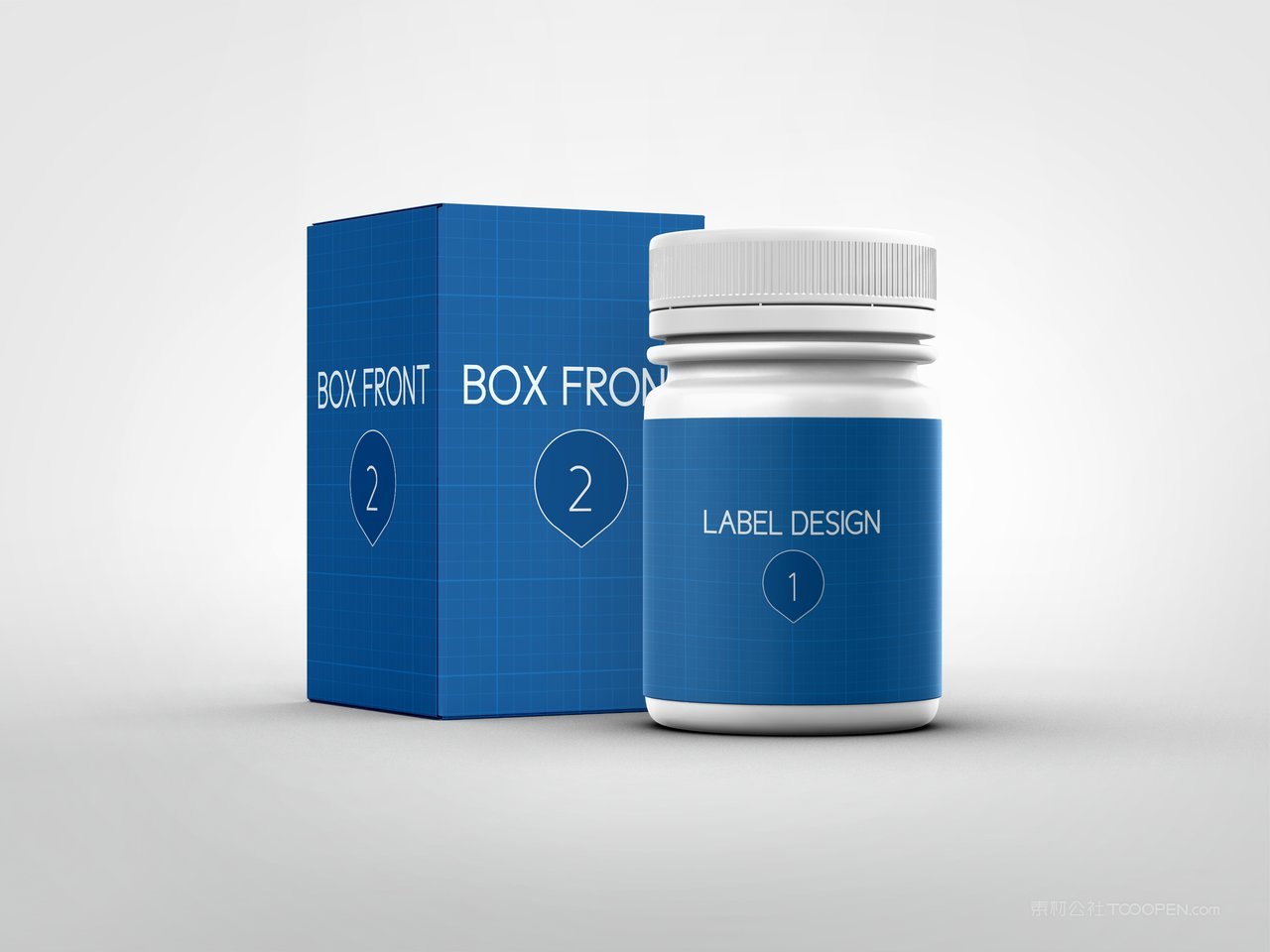 蓝色药品盒装包装样机 (4)