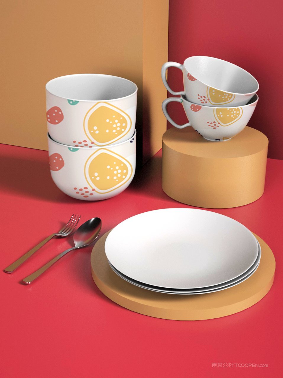 国潮中式景德镇瓷器碟子产品样机 (4)