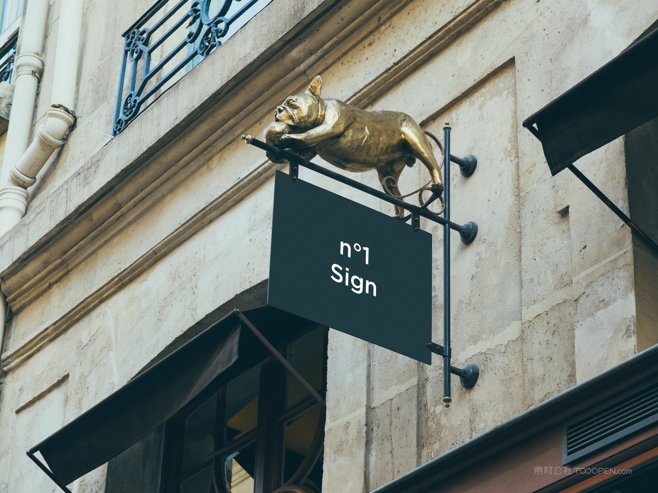 门头侧面logo旗智能贴图样机  (2)