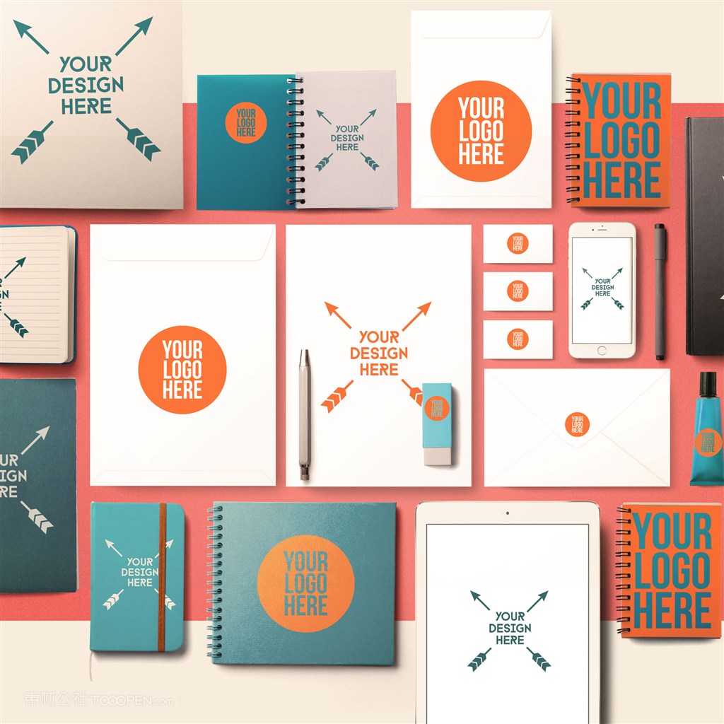 环装笔记本iphone名片ipad档案袋信封信纸宣传单样机