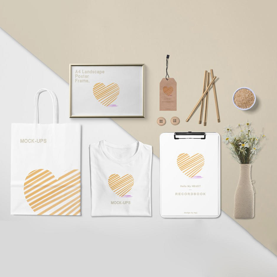 清新素雅服装店办公用品企业vi样机