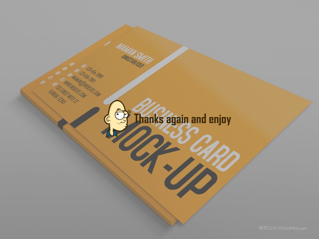 卡通一叠英文名片贴图样机 (2)