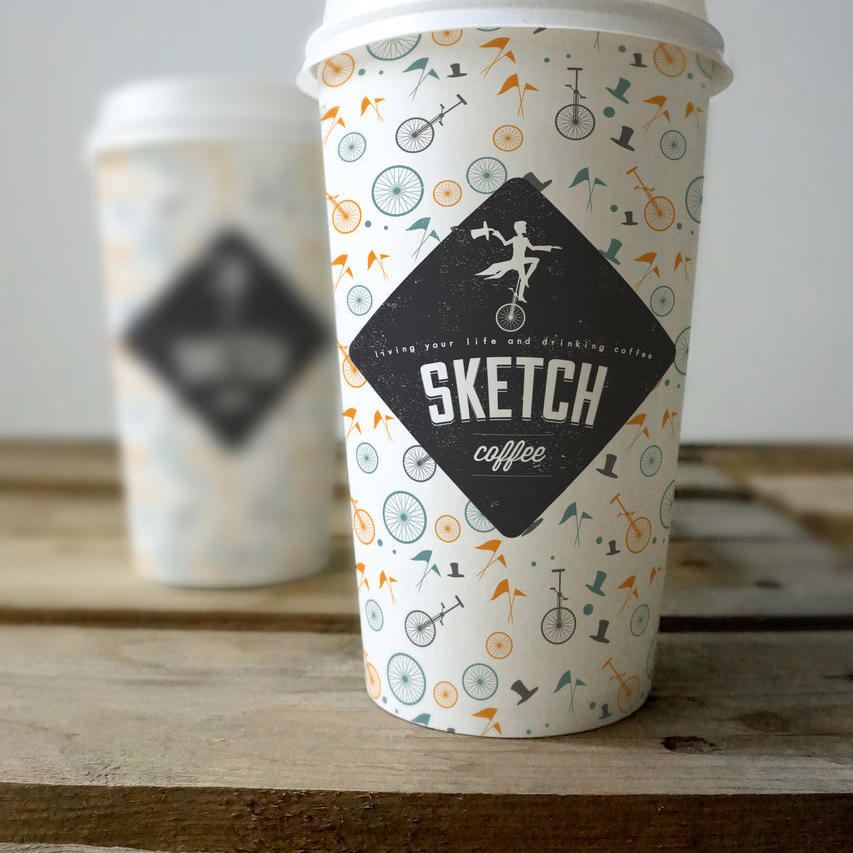 咖啡餐饮场景一次性纸杯vi样机