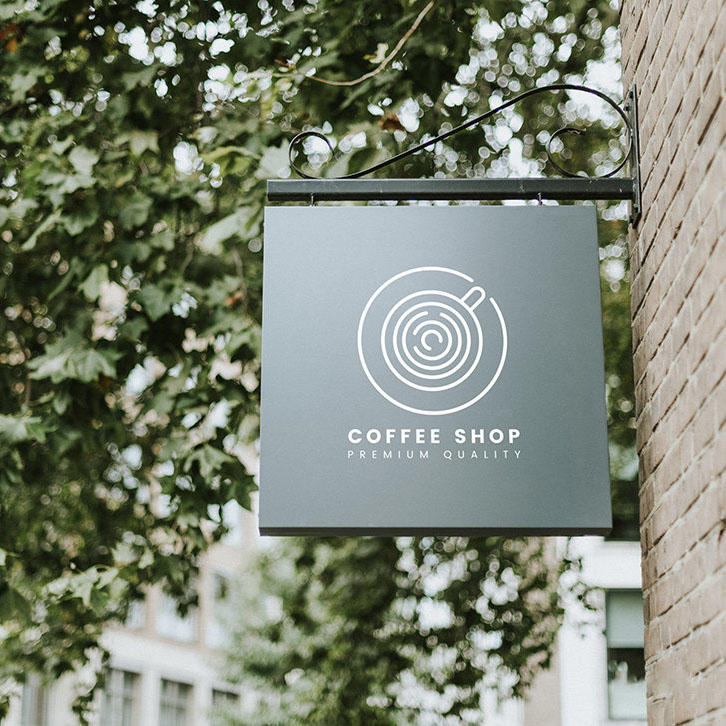 文艺清新咖啡店灯箱logo样机