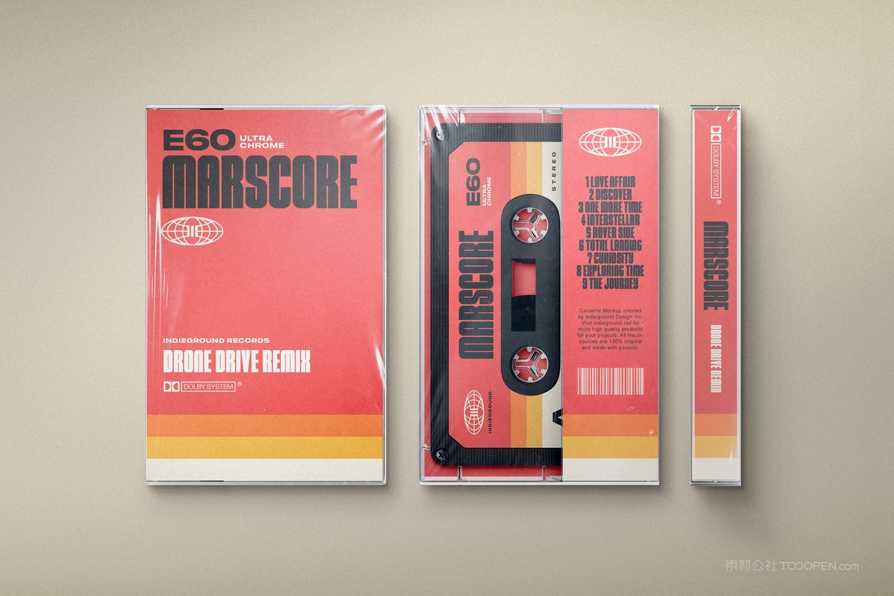 红色复古盒式音乐磁带包装样机 (4)