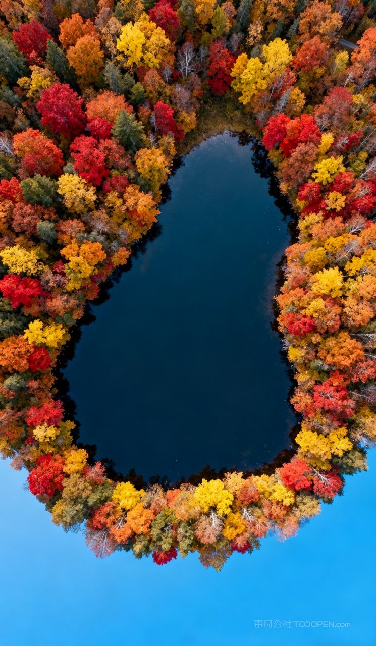 湖泊山水秋季山峰唯美秋天风景树木天空