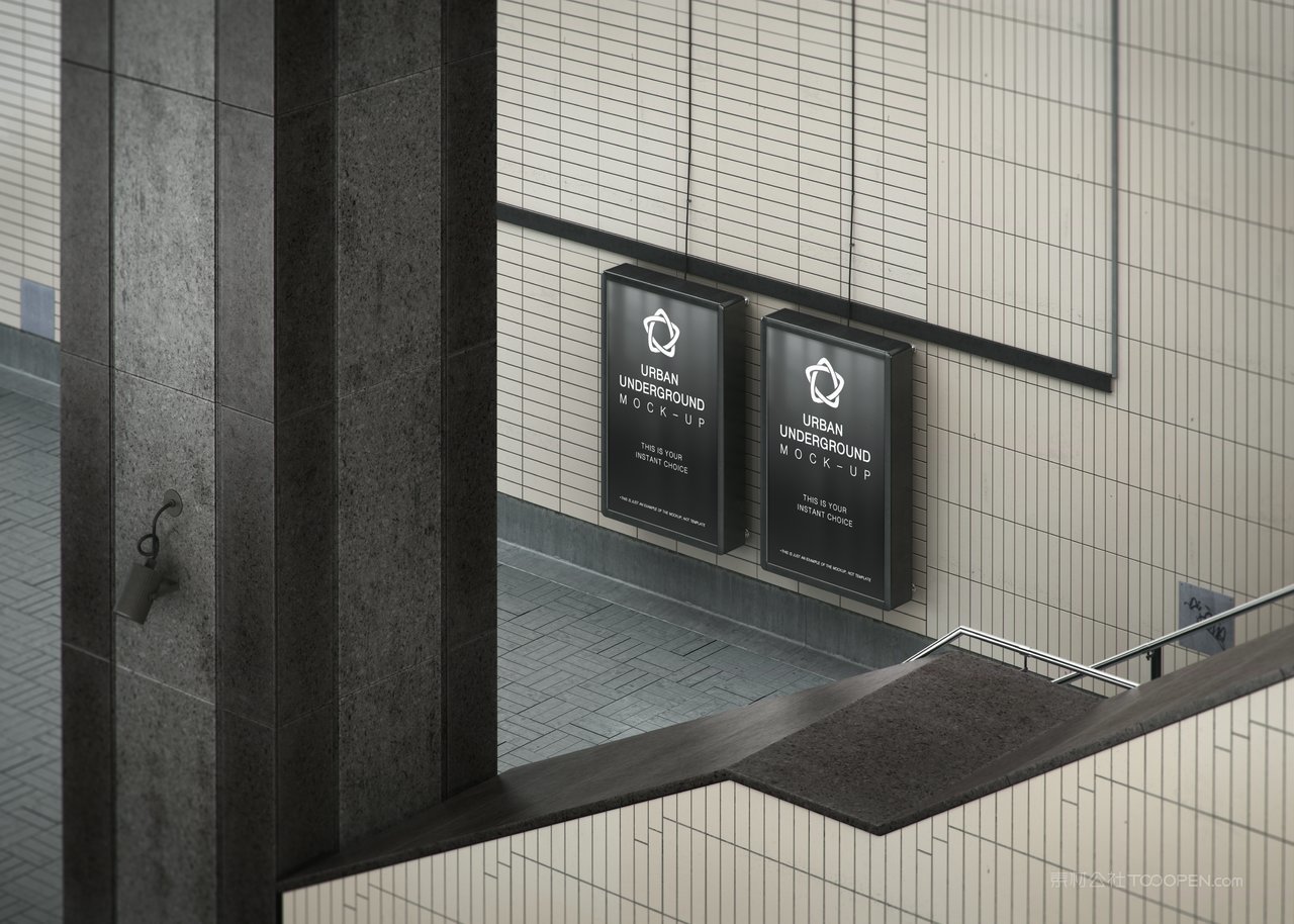 地下通道车站灯箱ps样机 (3)