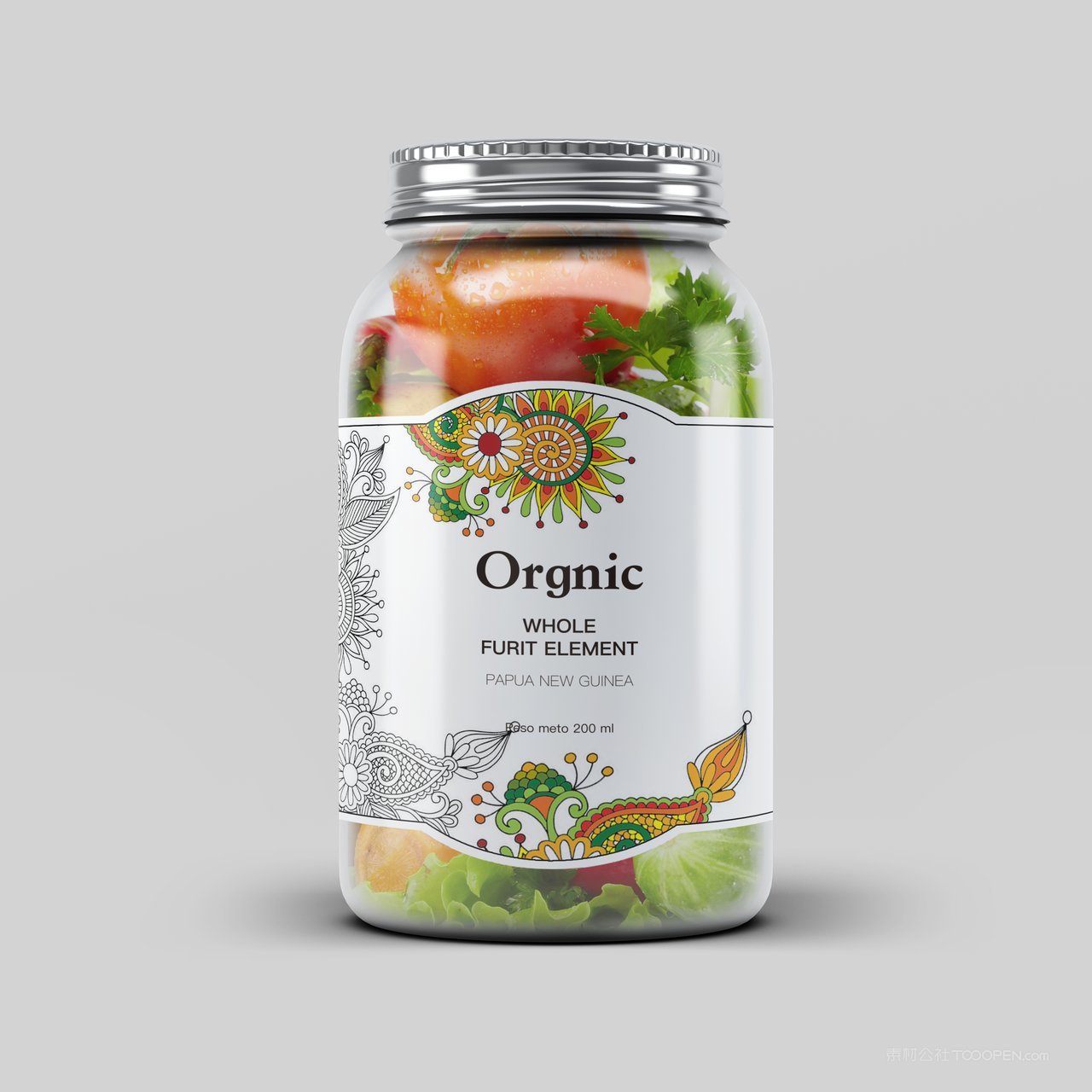 果汁饮料包装瓶贴透明玻璃瓶展示样机 (18)