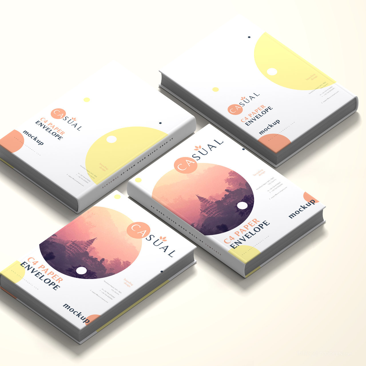 精装书籍画册封面贴图样机