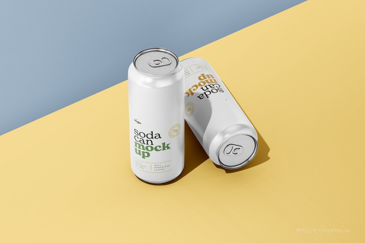 白色啤酒黄色易拉罐饮料包装样机 (8)