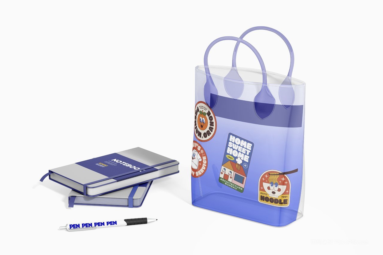 潮流透明塑料pvc手提袋拎袋样机 (5)