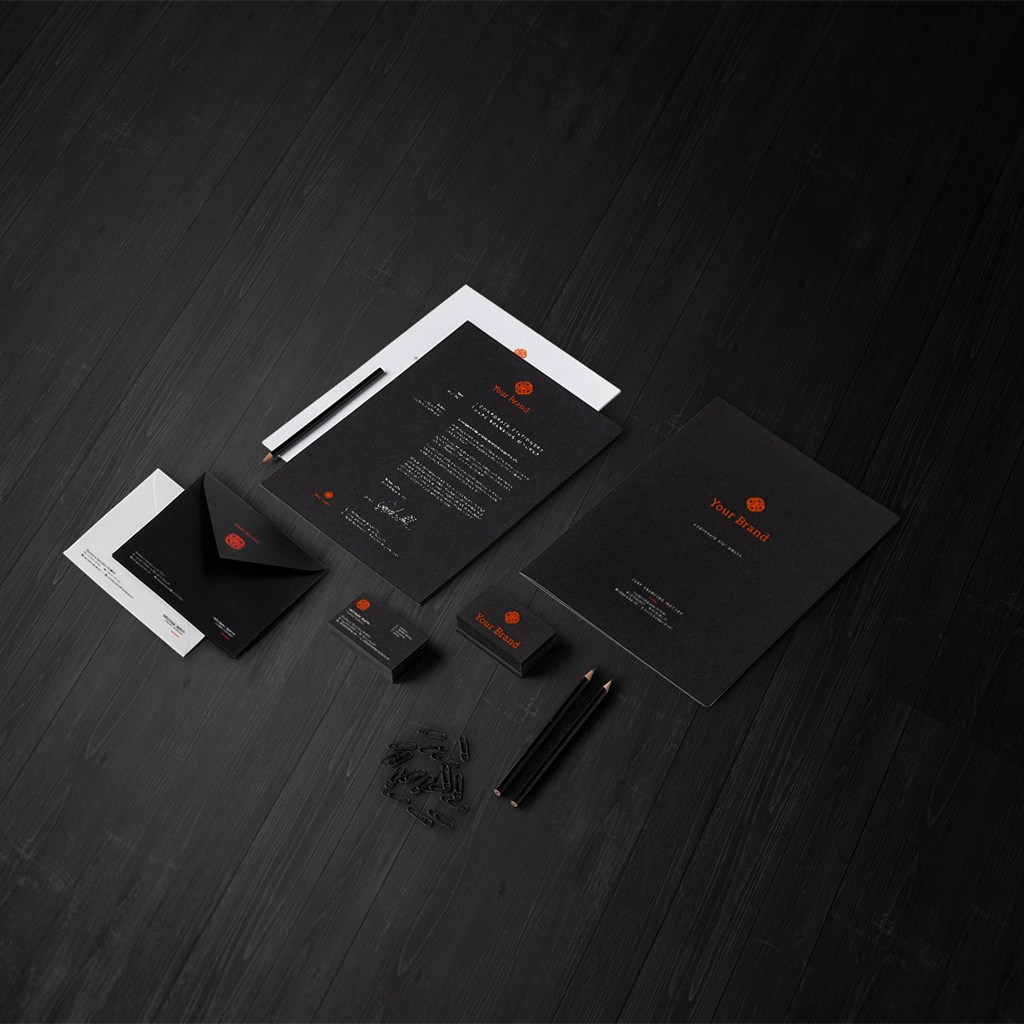 黑色调高档企业vi模板贴图