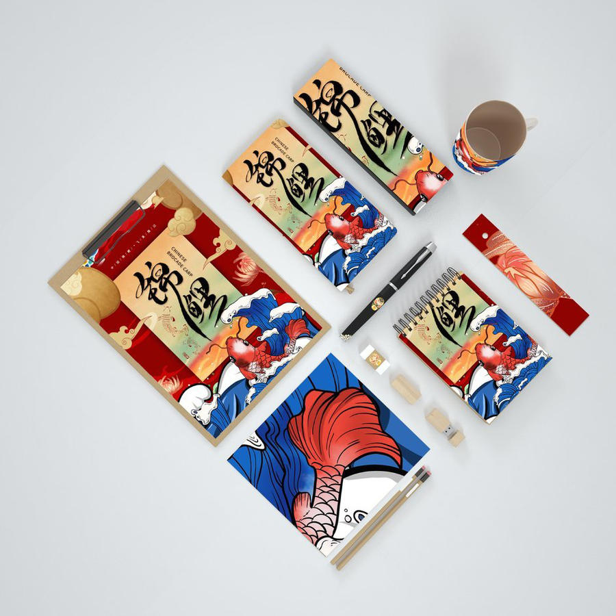 国潮锦鲤元素文创包装产品样机  (6)