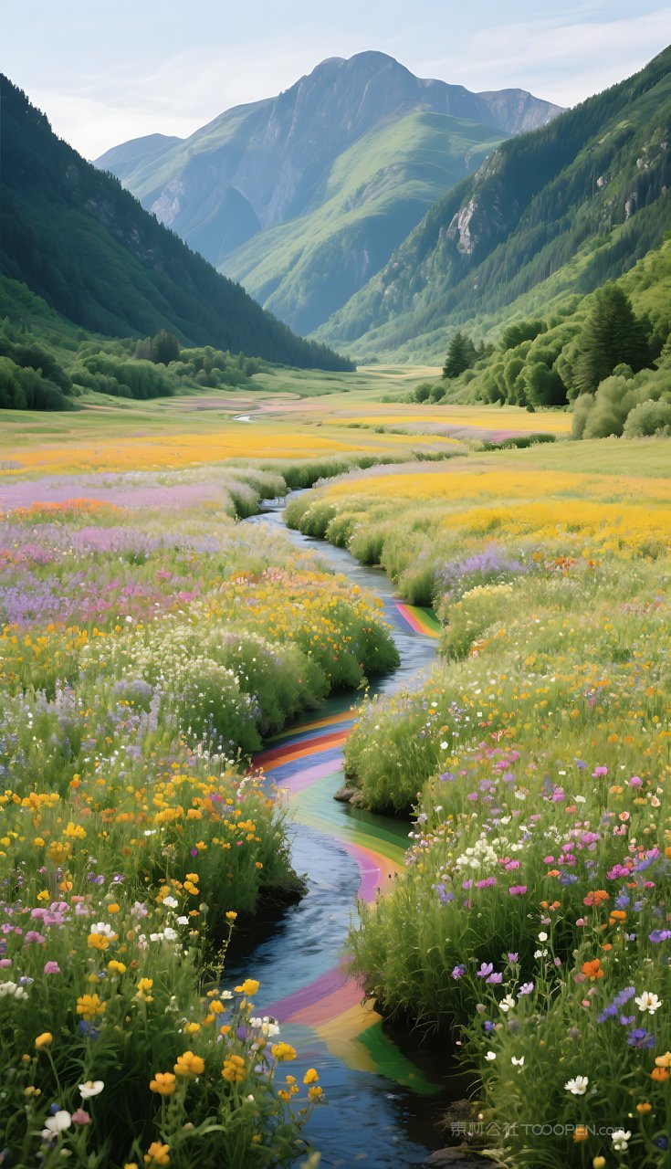 群山河流山水景色唯美山峰风景湖泊