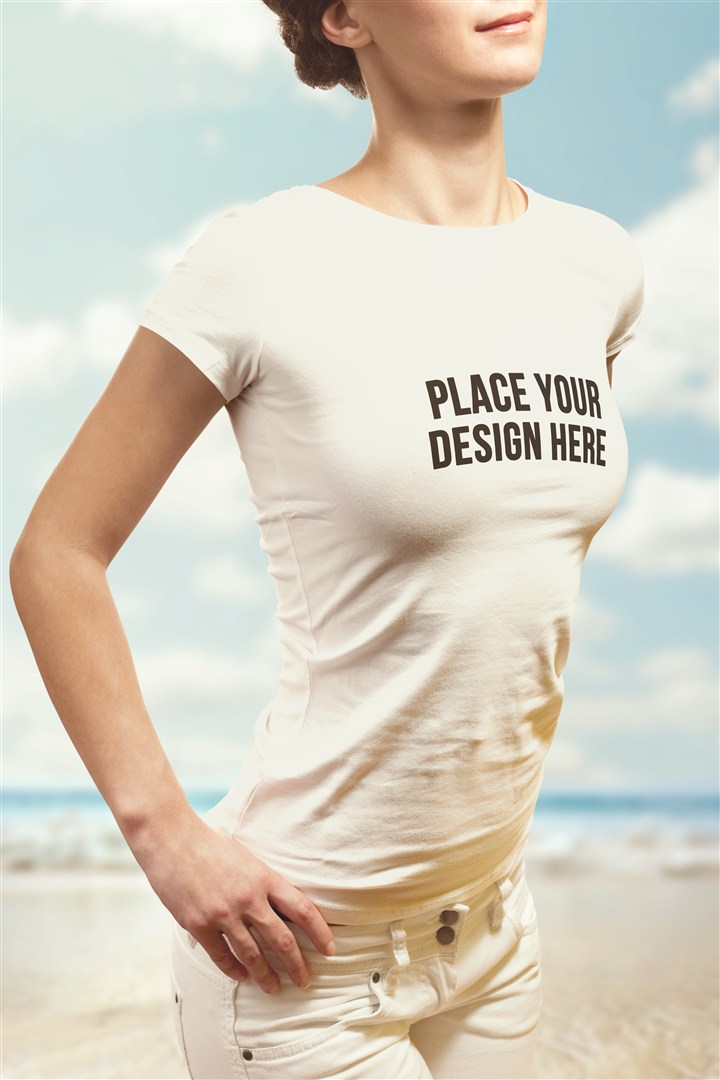 收腰女版t恤样机设计