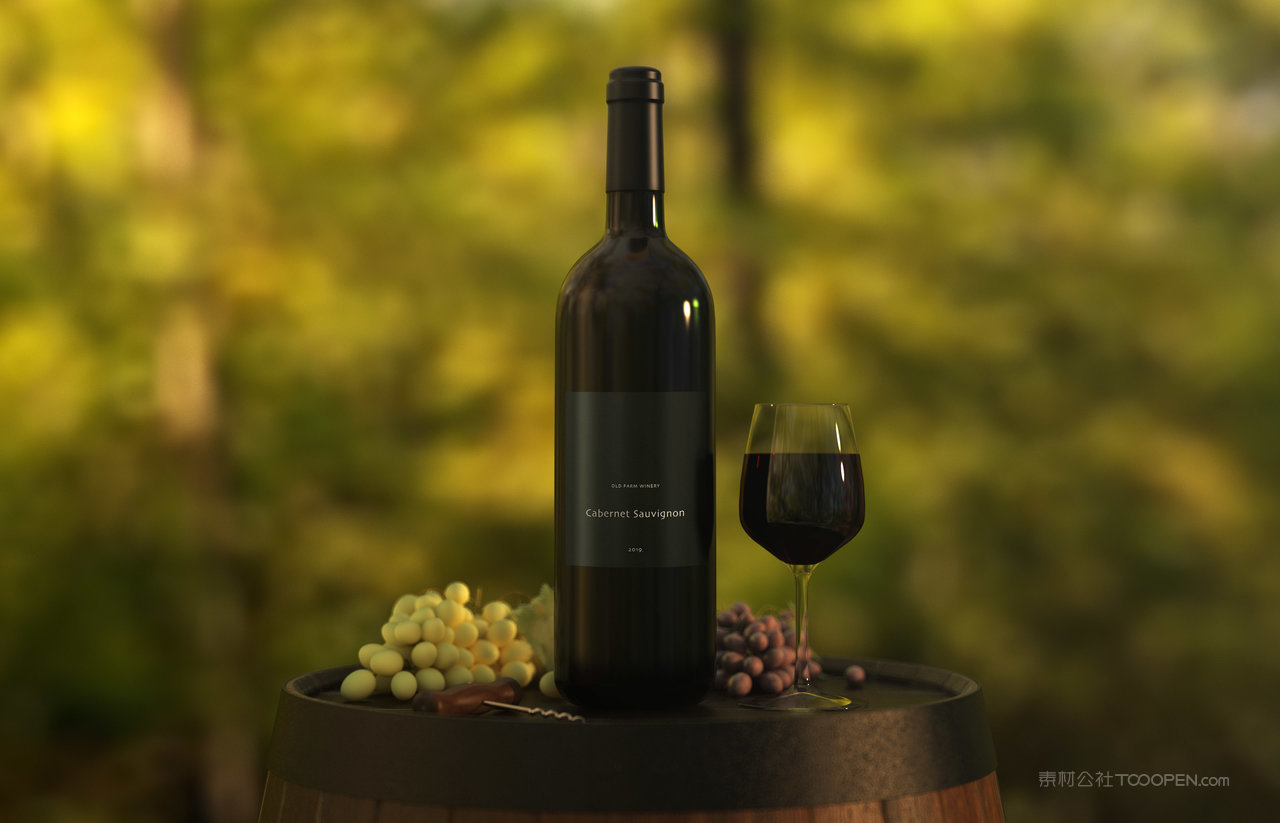 红酒酒瓶标签样机