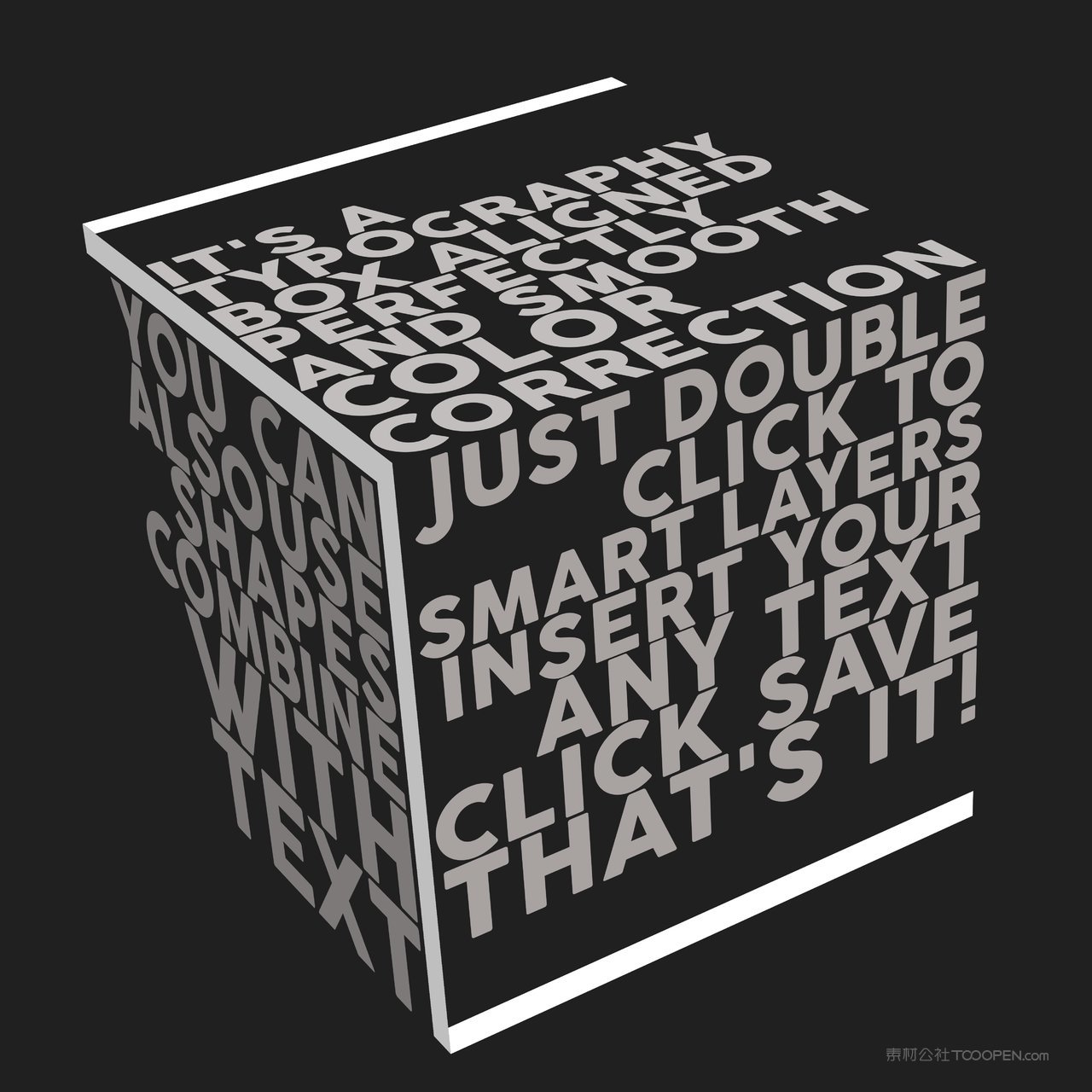 3d立体多面结构文字空间环绕折叠海报标题字体特效样机 (3)