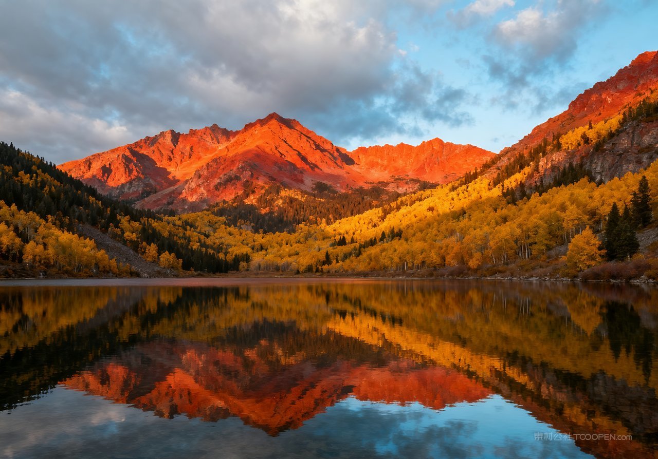 秋天意境山水青山唯美天空山峰湖泊