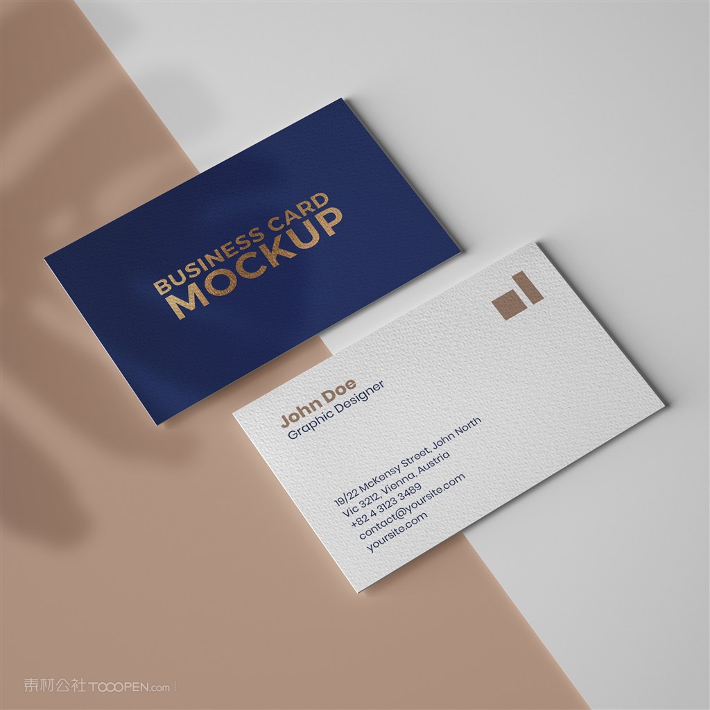 有阴影的名片正反面贴图样机