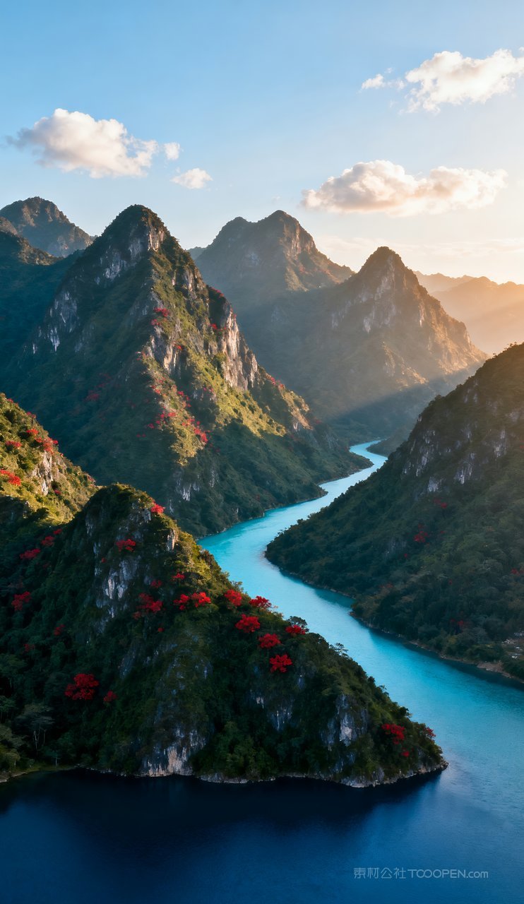 青山天空山水湖泊山峰意境唯美蓝天