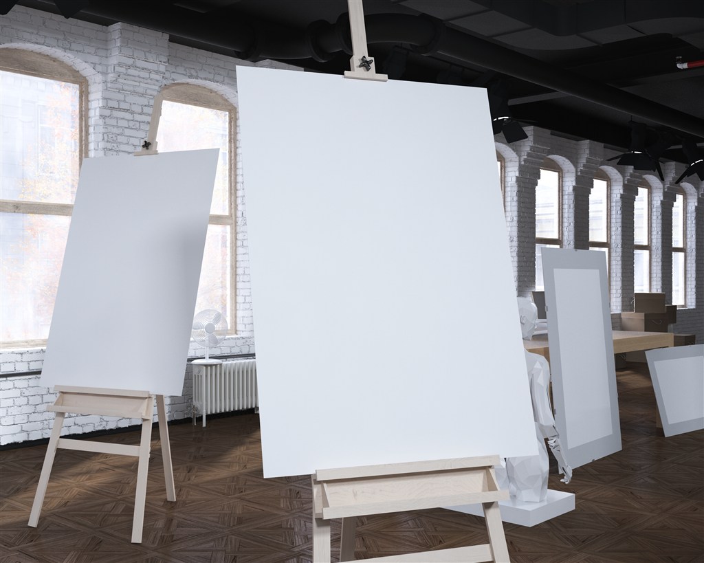 画架上的海报样机