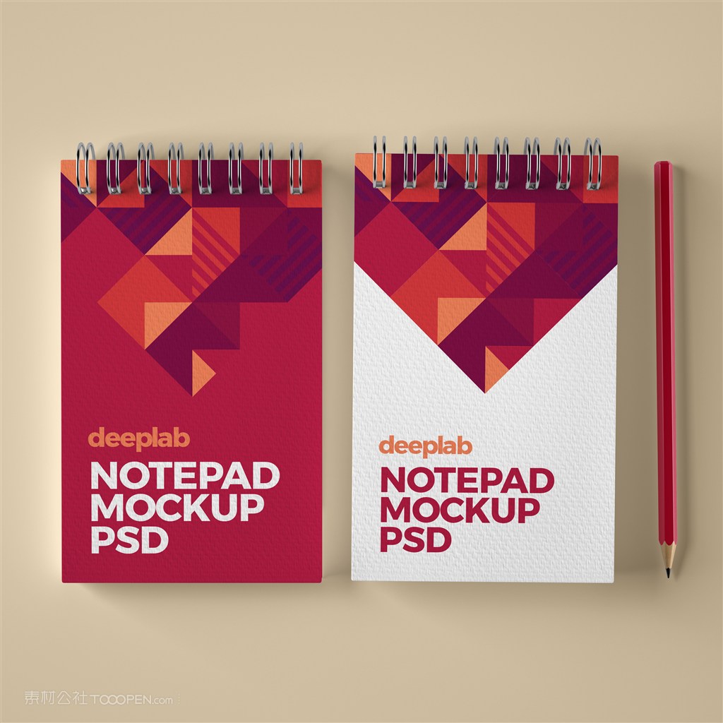 红色高档办公用品vi笔记本贴图样机