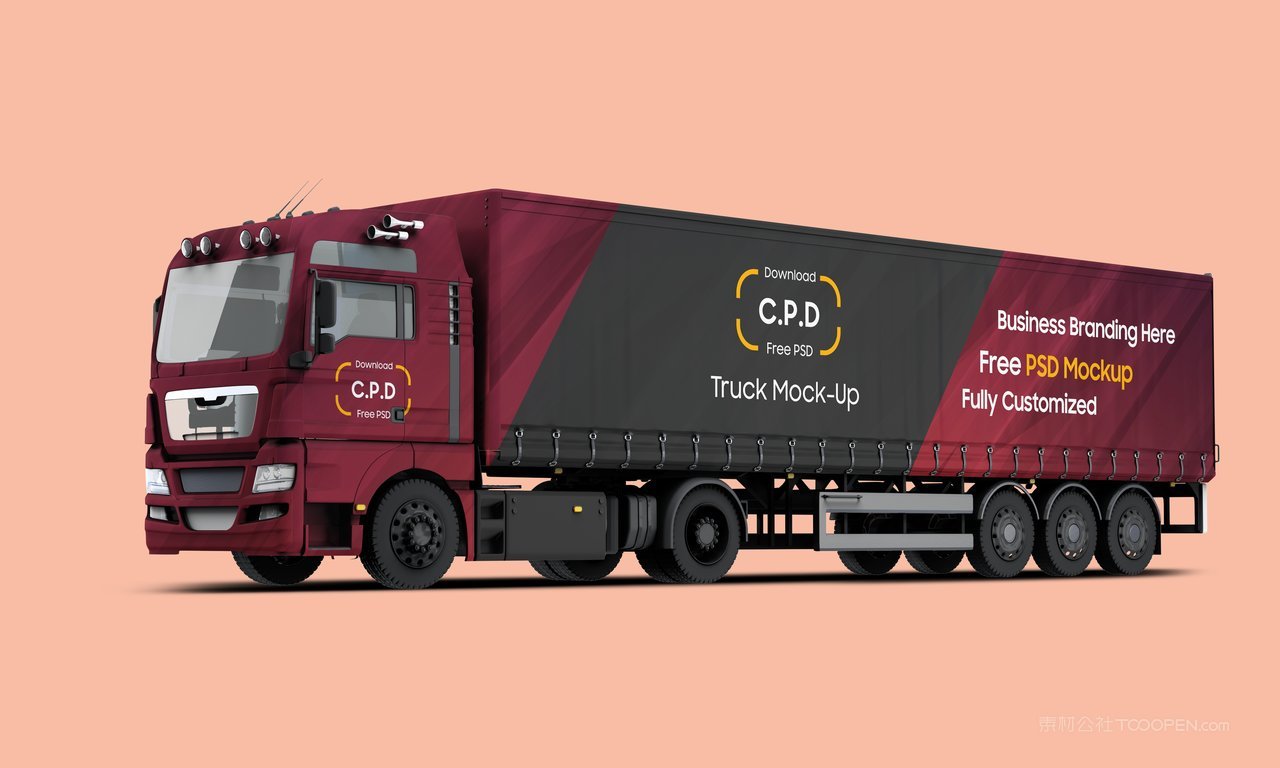 大货车大巴车车身广告企业vi样机 (6)