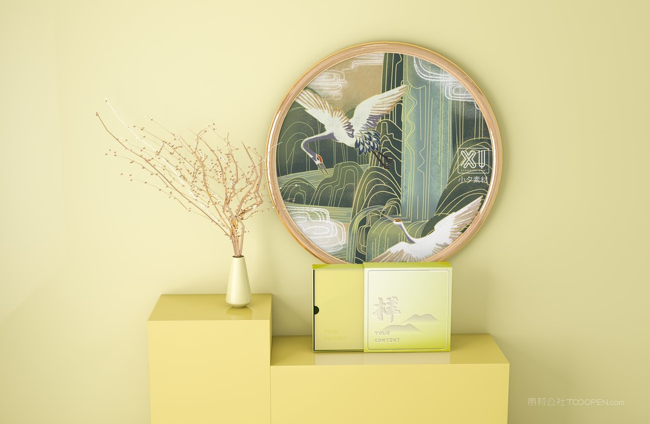 国潮文创仙鹤包装样机