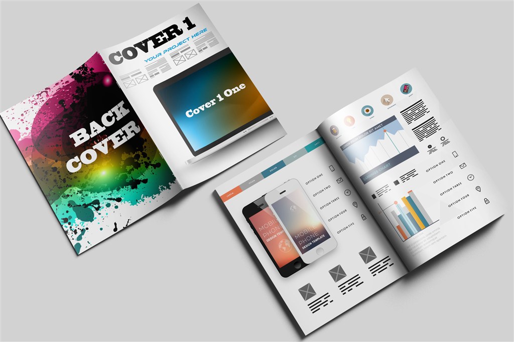 杂志宣传册画册封面封底内页样机