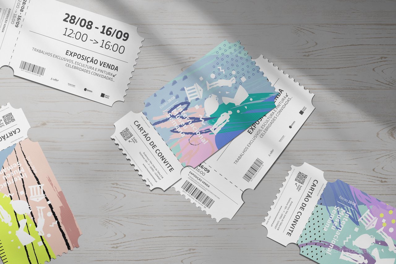 电影票音乐节入场券优惠券门票贴图样机 (2)