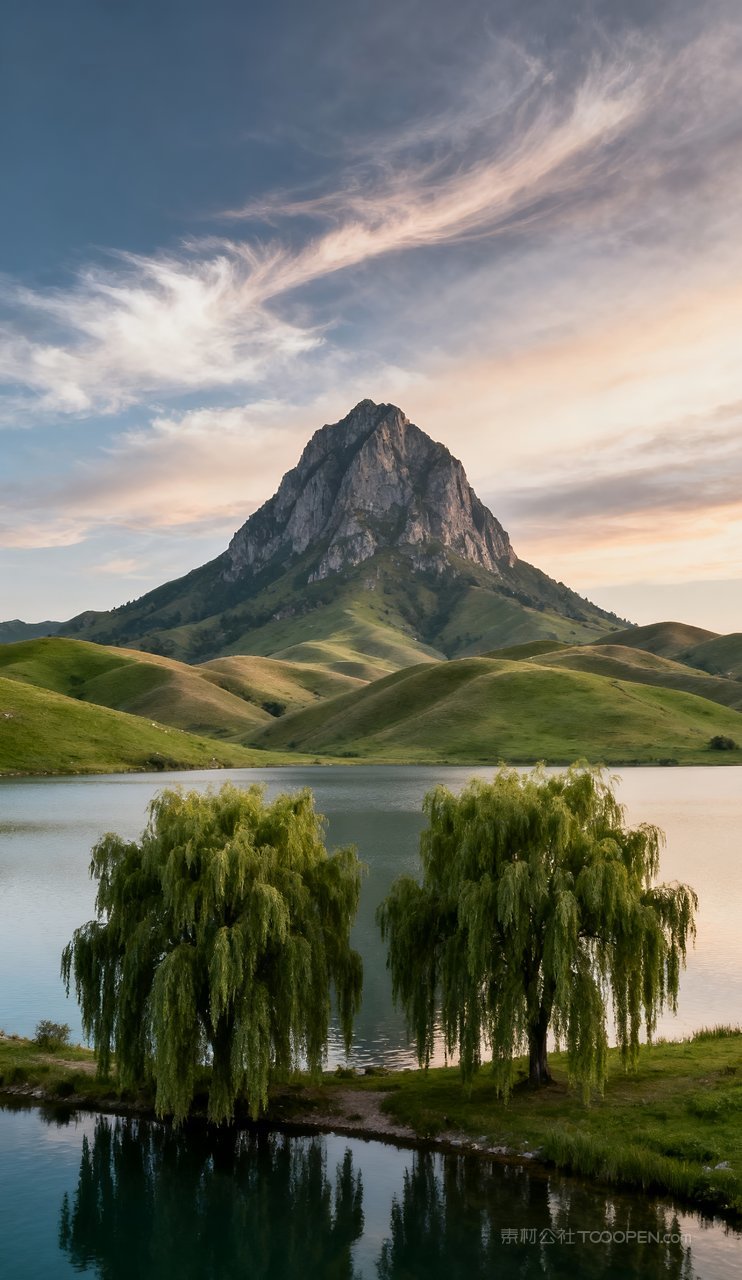 青山唯美意境天空山峰高清蓝天山水