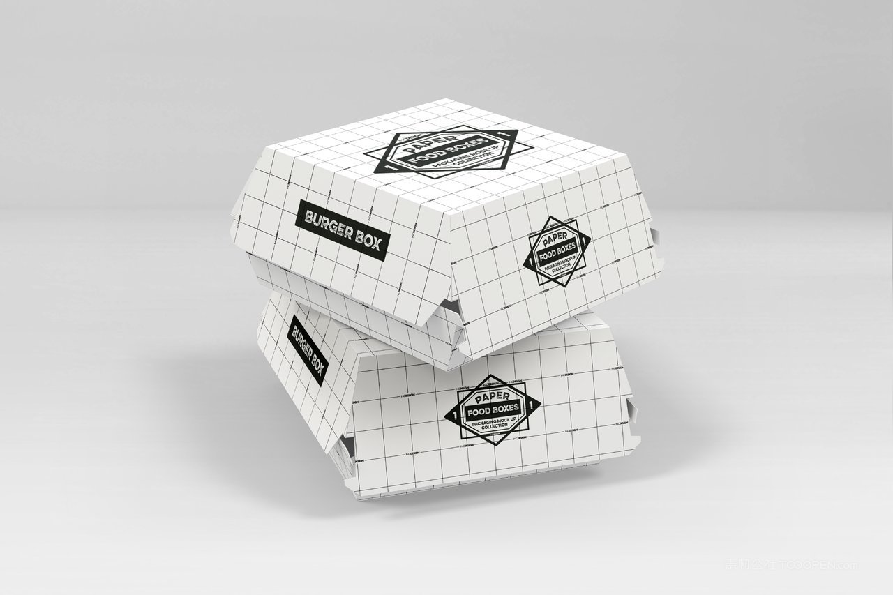 汉堡包纸质包装盒品牌食品纸质包装贴图样机 (3)