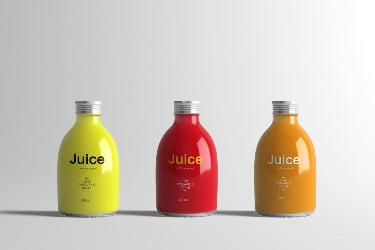 果汁饮料包装瓶贴透明玻璃瓶展示样机 (8)