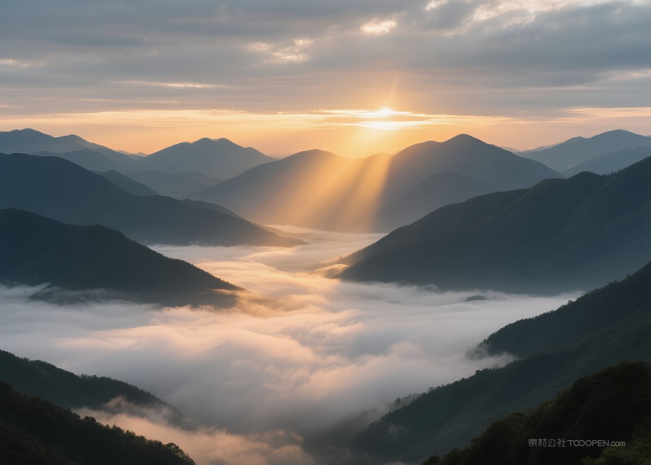 唯美景观云层日落自然天空落日风景云彩