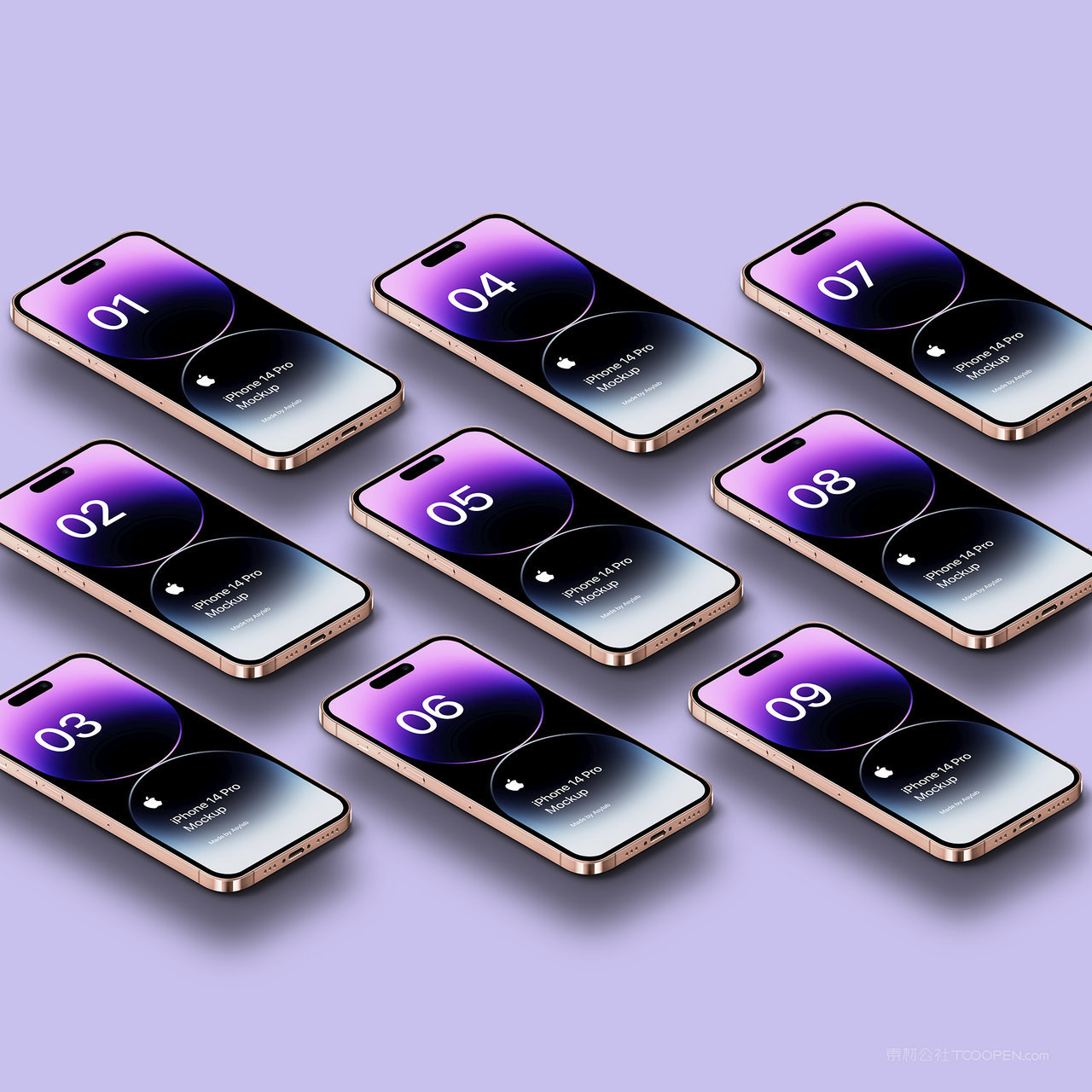 apple苹果平铺的iPhone14Pro贴图样机