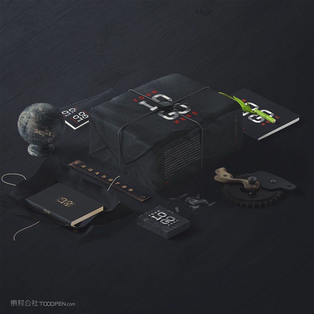 精美黑色系办公用品vi样机模板