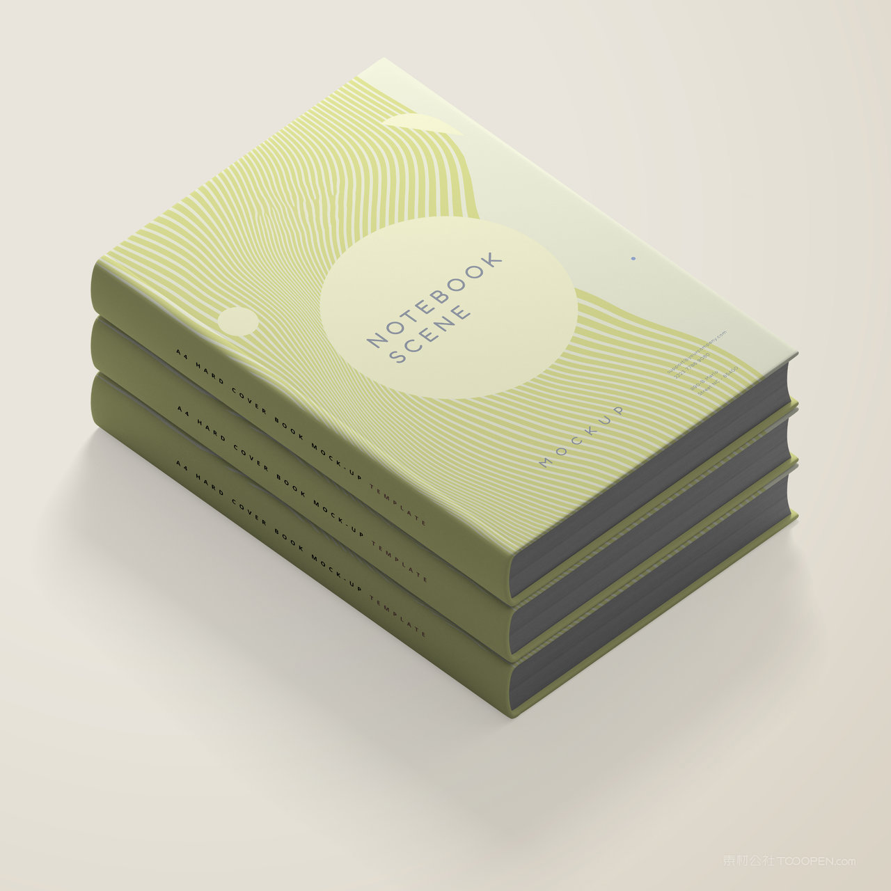 一摞精美的书籍画册封面贴图样机