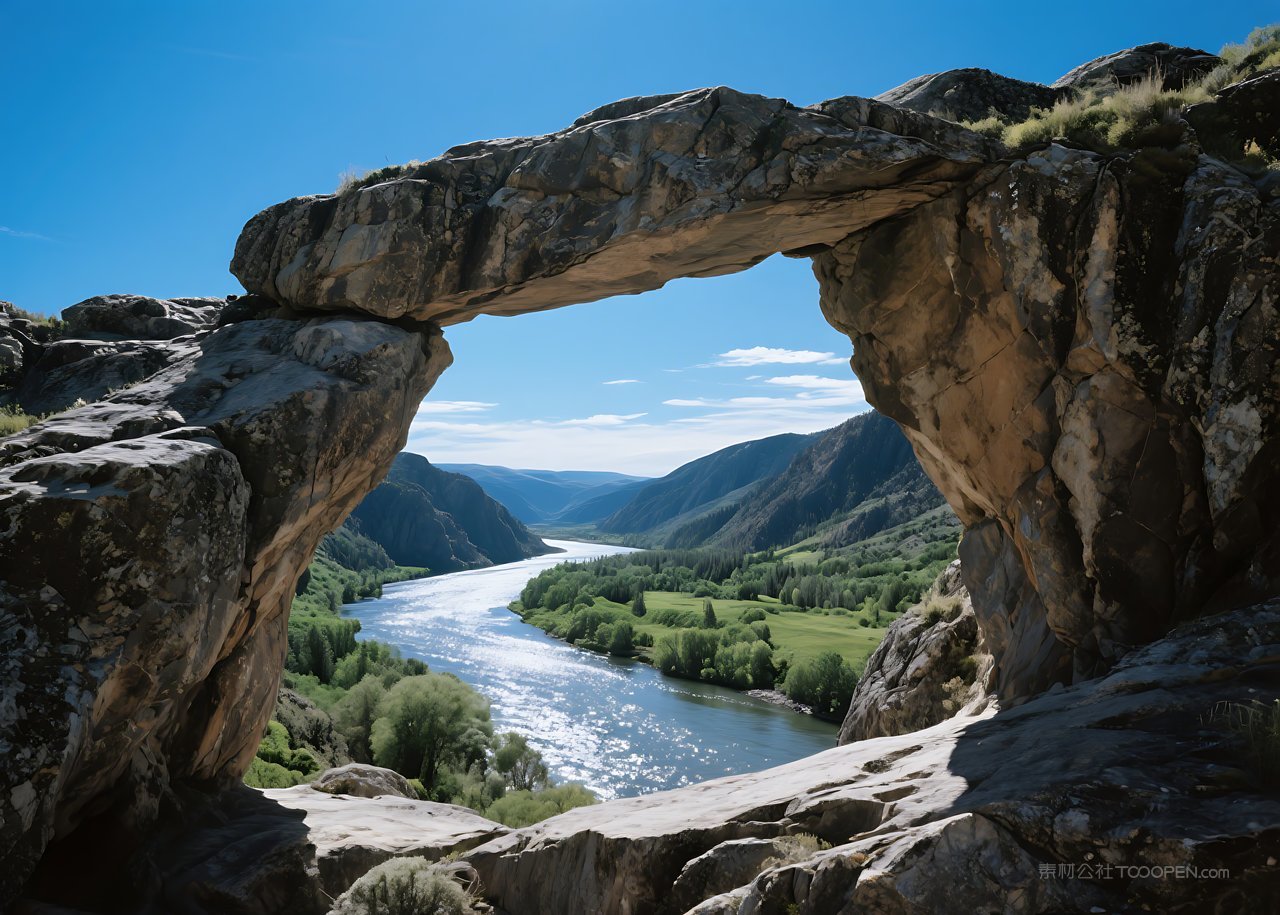 群山山峰自然山水唯美湖泊河流风景景色