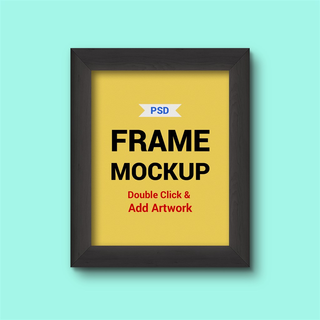 简洁黑色边框海报样机