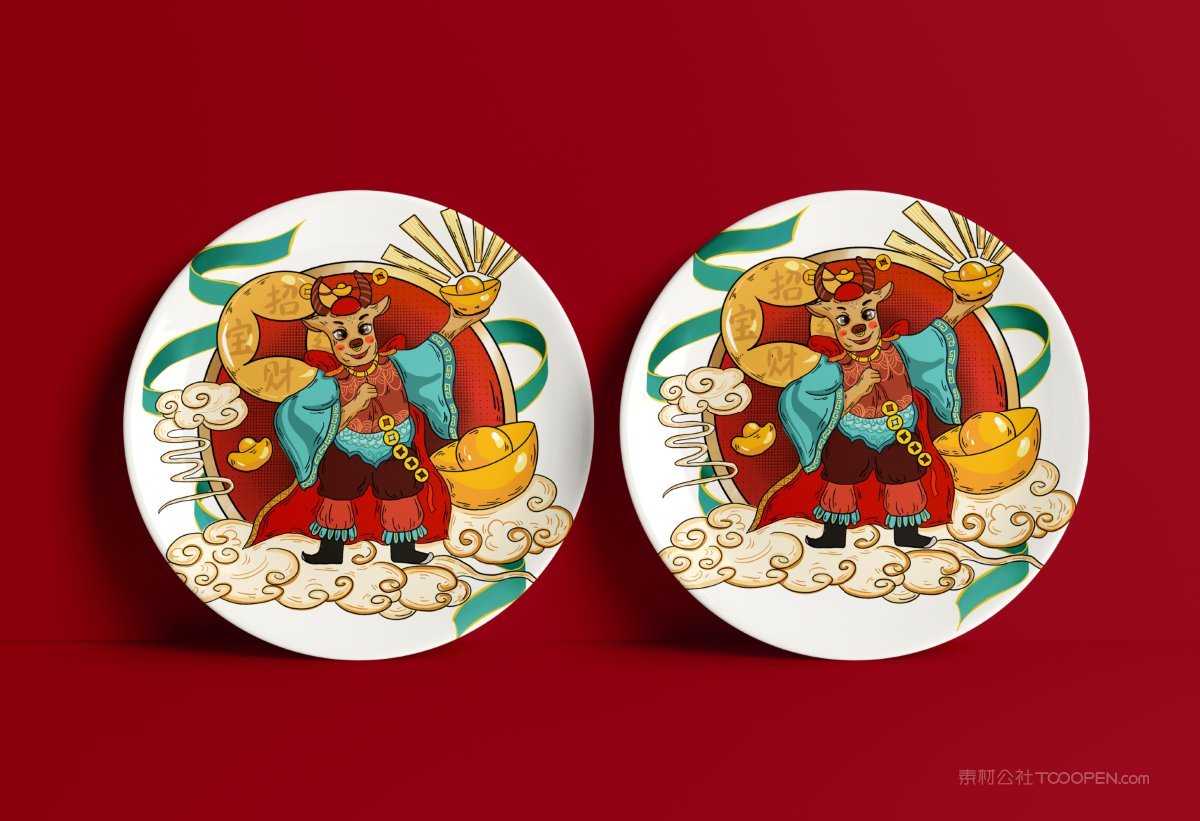 中国潮文创年货圆罐礼盒装样机