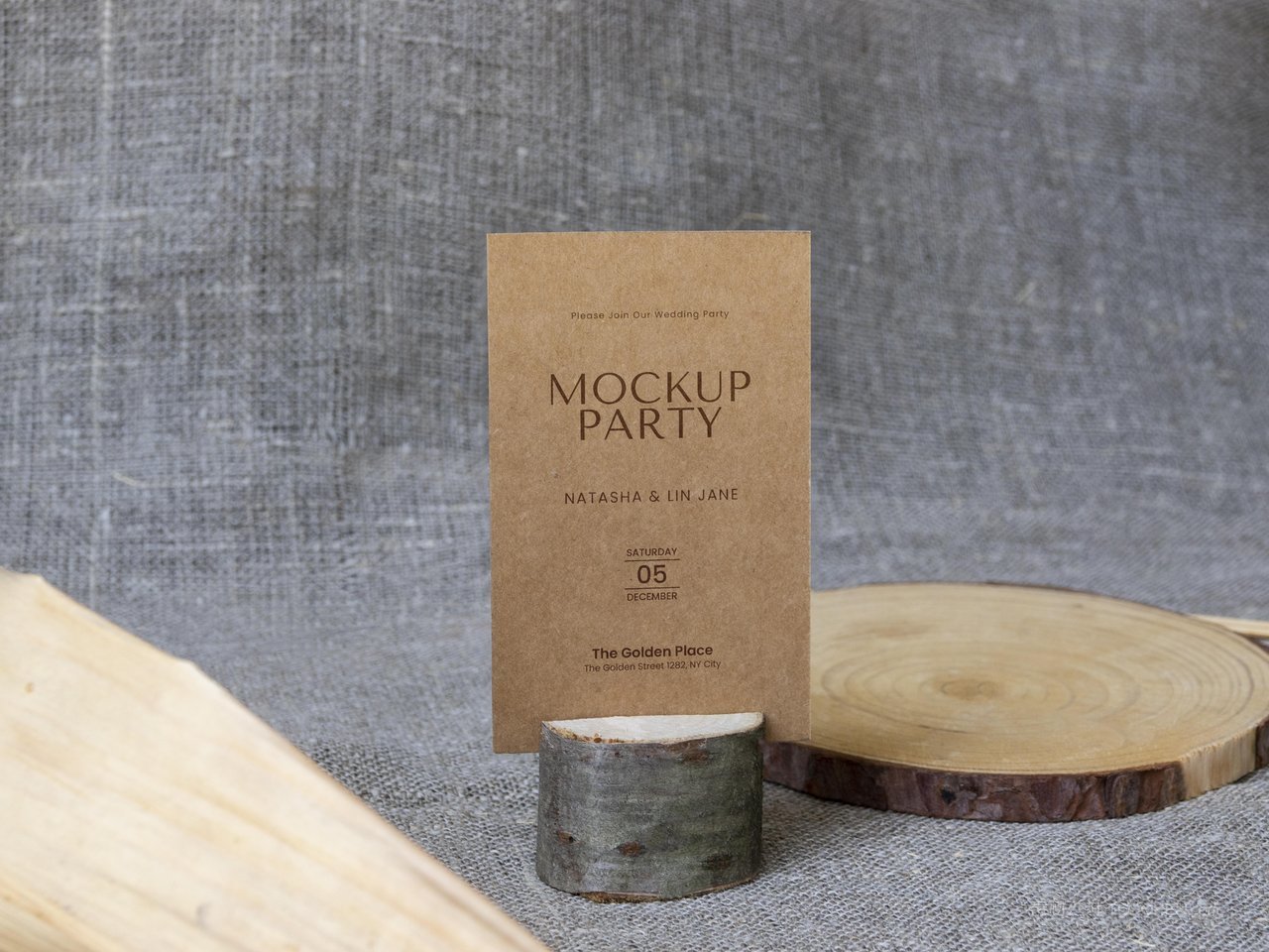 文艺植物纸质名片光影场景样机