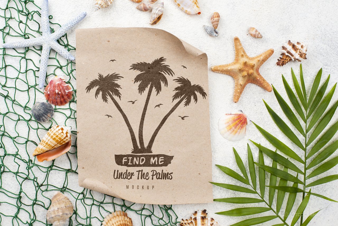 复古海滩纸张海报样机 (3)