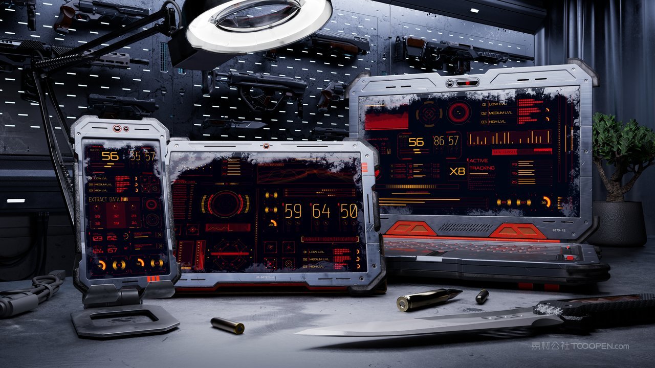 【2098期】赛博朋克平板智能设备ui界面app设计展示psd样机