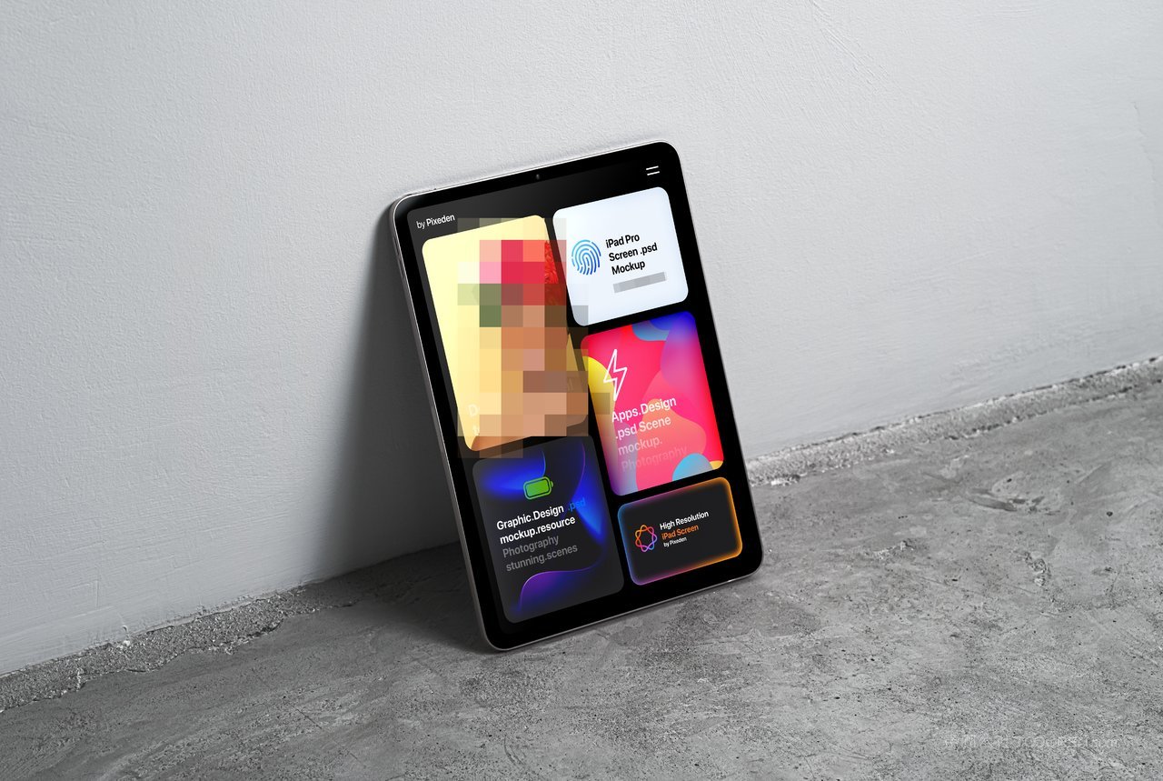 iPad屏幕智能图层样机墙壁背景平板电脑