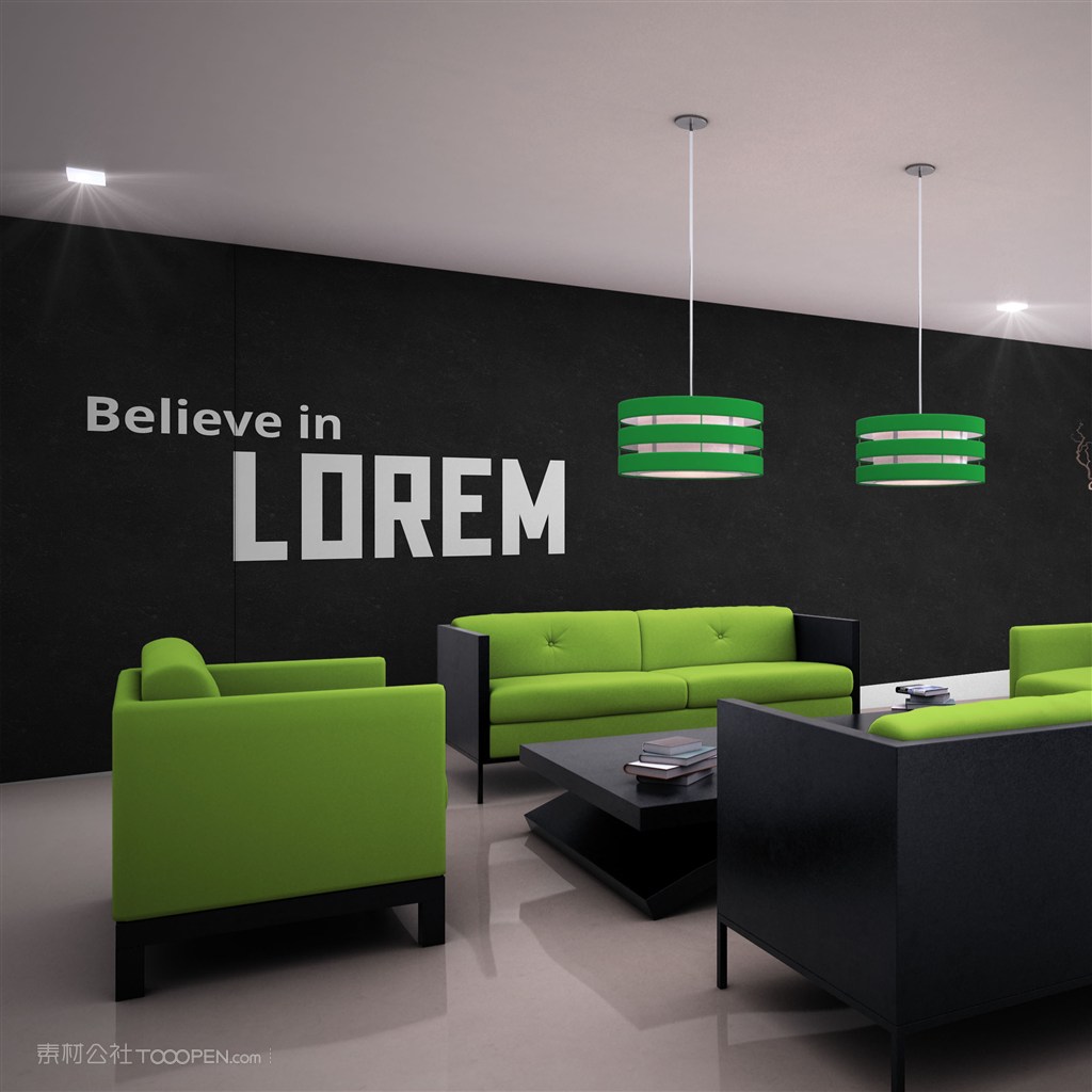 公司会客室背景墙立体标志样机