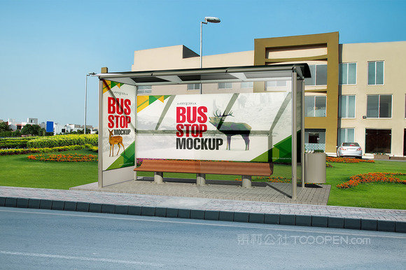 公交车广告牌海报样机