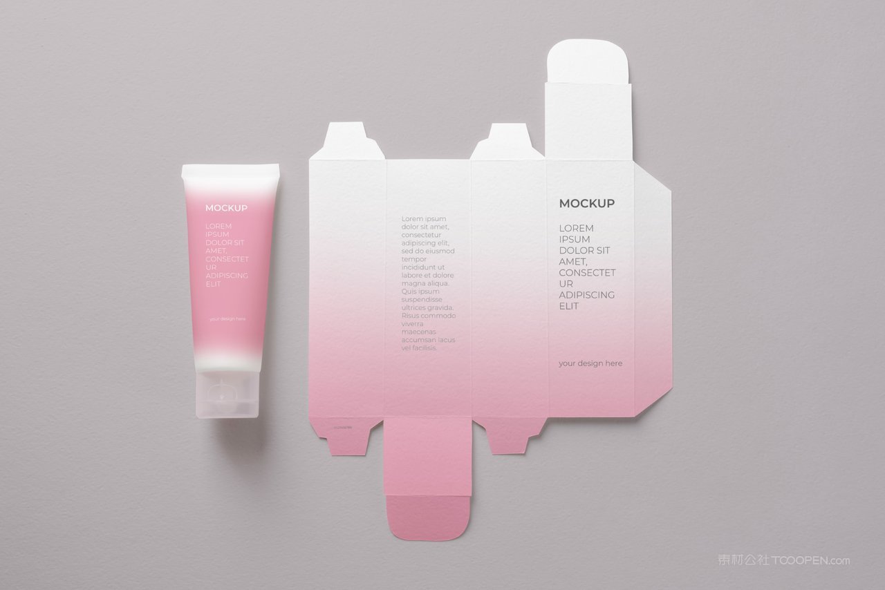 美妆化妆品面霜精华包装盒纸盒展开图样机 (6)