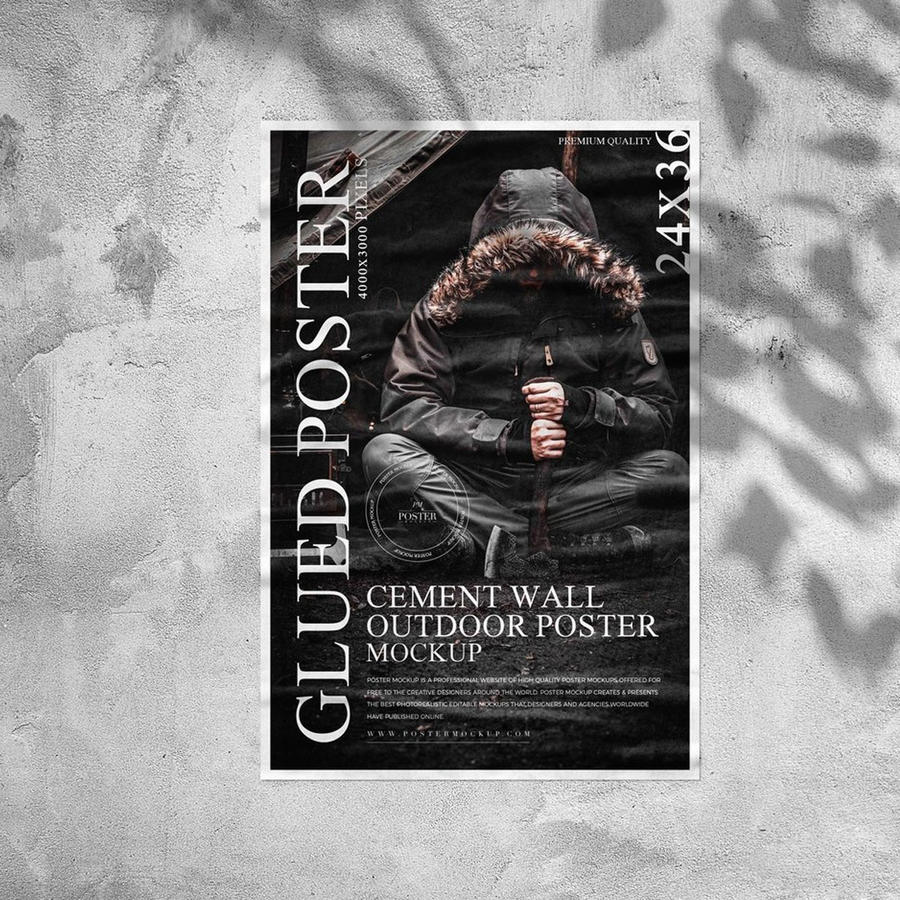 水泥墙粘贴海报样机