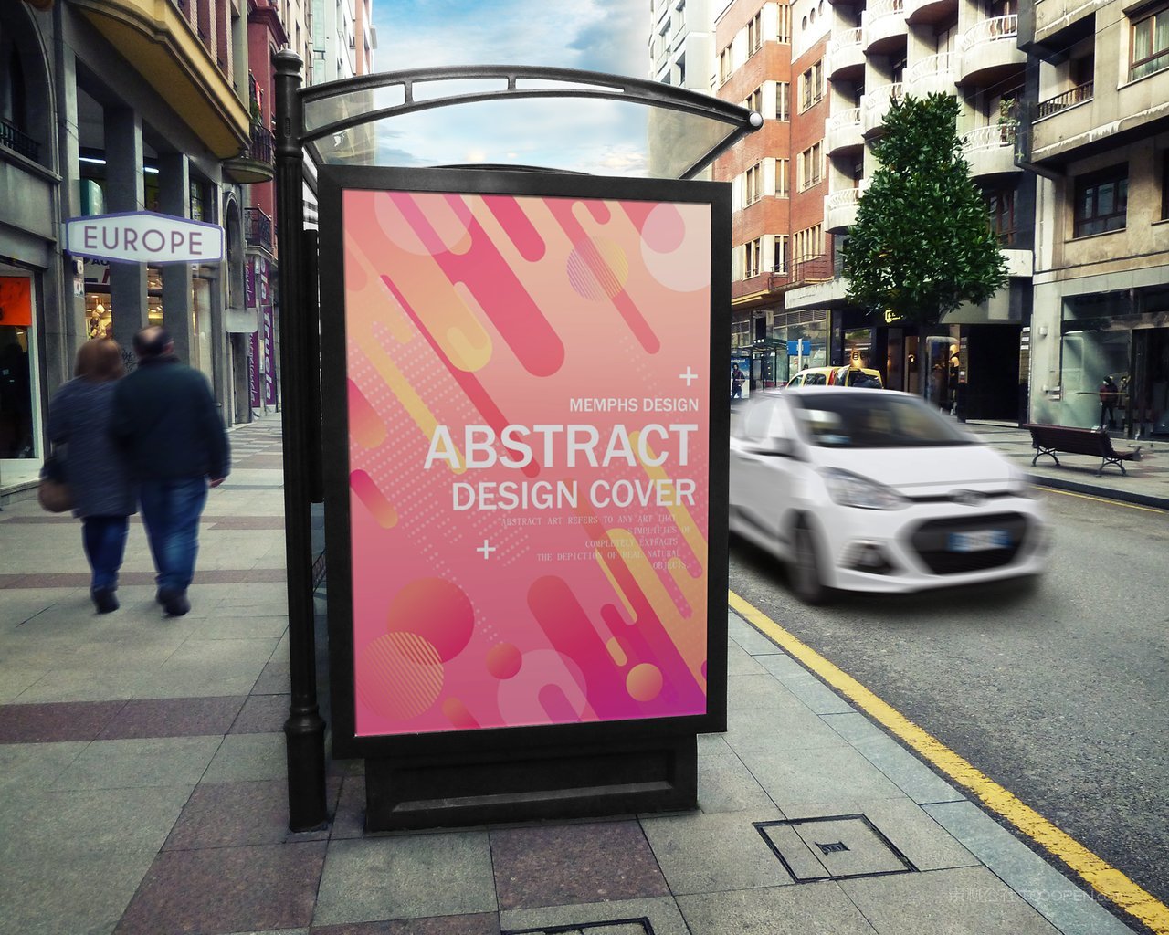 户外公交车站海报场景样机 (3)